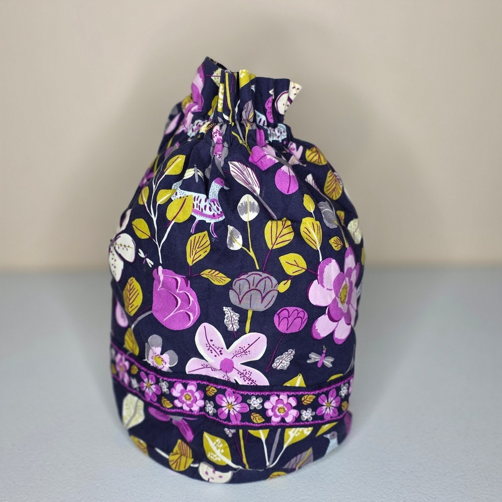 Vera Bradley Drawstring Pouch Women Floral Nightingale Print Travel Wet Bag